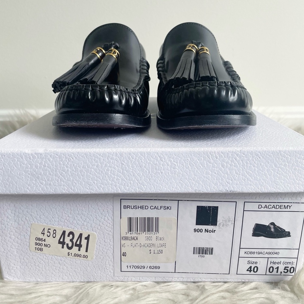 Dior D-Academy Tassel Loafer Black Brushed Calfskin Leather size 40 - Picture 2 of 13